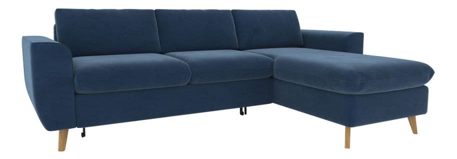 Canapé d'angle convertible méridienne réversible LAGO tissu Bella bleu