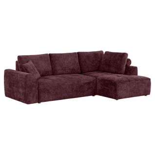 Canapé d'angle droit AUBE convertible tissu bordeaux