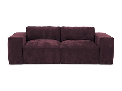 Canapé 2 Places Convertible Hana En Tissu Chenille Bordeaux