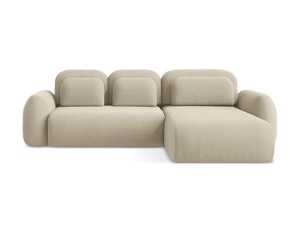 Canapé D'angle Droit Convertible Lohi En Tissu Bouclette Beige Foncé