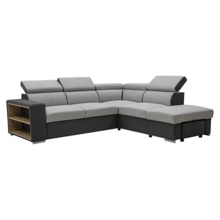 Canapé d'angle convertible méridienne réversible ATHENA tissu gris