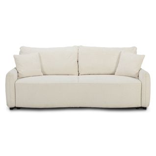 Canapé convertible 3 places 1 coffre de rangement BOLERO tissu bouclette beige