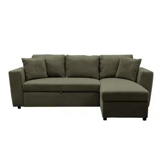 Canapé d'angle méridienne convertible HAPPY velours kaki