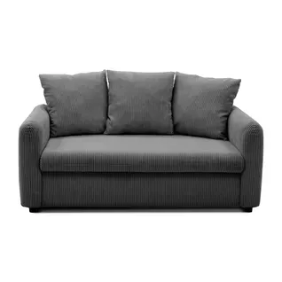 Canapé 3 places fixe ALADIN velours côtelé gris vue de face