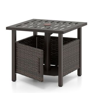 Table De Jardin Table Basse De Patio Carrée Avec Trou De Parasol Résistant Aux Intempéries Marron