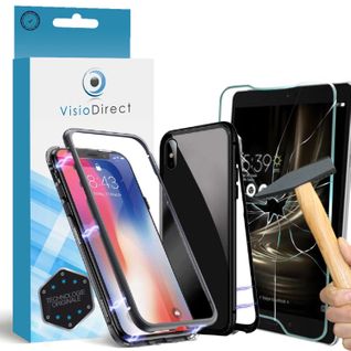 Film Verre Trempé Pour Iphone 7 Plus 5.5" + Coque Magnétique Noir De Protection Anti-choc -