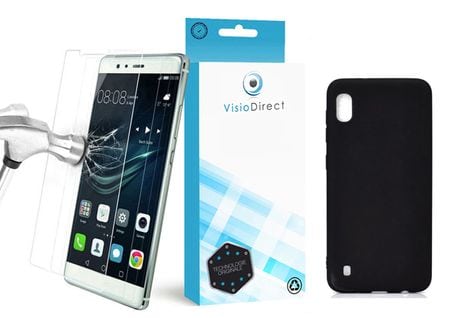 Verre Trempé Pour Samsung Galaxy A40 Sm-a405 5.9" + Coque De Protection Noir Souple Silicone