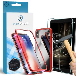 Verre Trempé 3d Pour iPhone Xr 6.1" + Coque Magnétique Rouge De Protection Anti Choc -