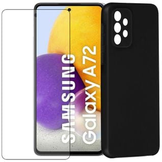 Film Protecteur Verre Trempé Pour Samsung Galaxy A72 Sm-a725f 6.7"+coque De Protection Noir Souple