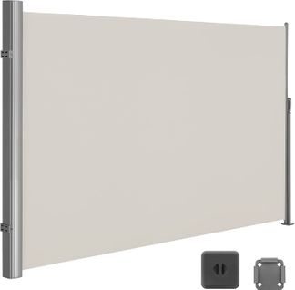 Store Latéral, Brise-vue Rétractable, Paravent, Pare-soleil, 1,6 X 3,5 M,  Beige