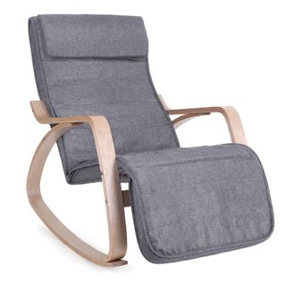 Fauteuil à Bascule, Rocking Chair, Avec Repose-pied, Gris