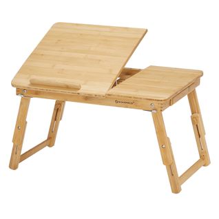 Table De Lit Pliable,plateau Snack Petit-déjeuner,en Bambou,hauteur Réglable,54,5 X 75 X 29cm