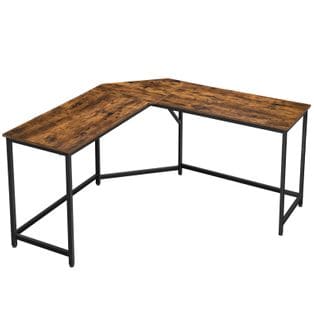 Bureau D’angle Style Industriel Table En L - Marron Rustique - 149x149x75 cm