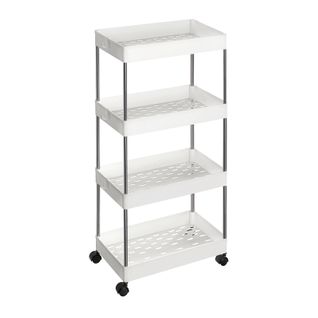 Desserte à Roulettes, Chariot De Rangement, Étagère Roulante, 4 Niveaux