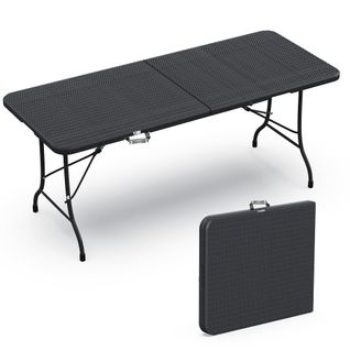 Table De Camping Pique Nique Pliable 180 cm Hdpe Polyrotin Noire