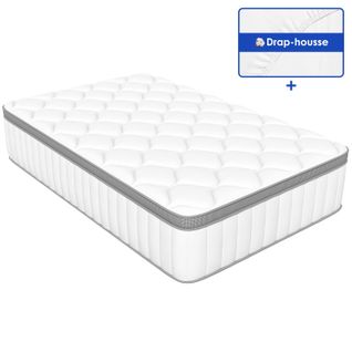 Matelas 90x190 Épaisseur 25cm, Ressorts Ensachés 7 Zones Accueil Mémoire De Forme Avec Drap-housse