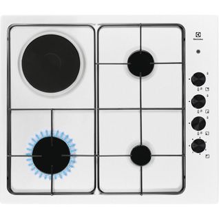 Plaque Mixte 3 foyers gaz + 1 électrique blanc - Egl62821ow
