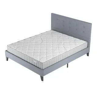 Ensemble 140x190 Cm, Matelas Mousse Accueil Latex + Lit Avec Tête De Lit