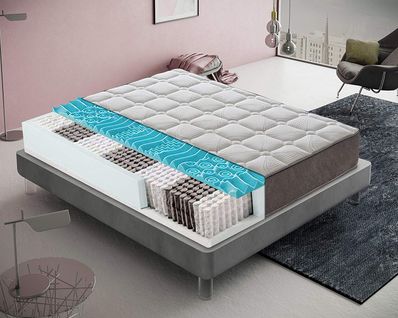 Matelas Ressorts Ensachés 140x190 cm HYBRID Accueil Mémoire De Forme Epaisseur 25 Cm