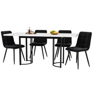 Ensemble Repas Métal 140×80 Cm Table Extensible Avec 4 Chaises ,noir