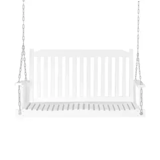 Banc à Bascule En Bois Massif Pour 2 Personnes, Idéal Pour Terrasse, Blanc