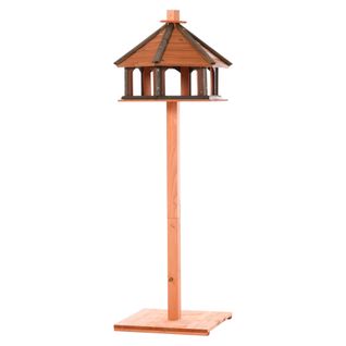 Maison à Oiseaux En Bois, Mangeoire, Support à Oiseaux, Hauteur 130 Cm, D. 52 Cm