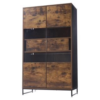 Vitrine Noire Avec Éclairage LED, 2 Tiroirs, Portes En Acrylique 80x40x138 Cm