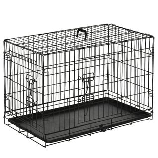 Transporteur Pliable Pour Petits Animaux, Cage Métallique 76x46x52 Cm, Noir, Sécurisé