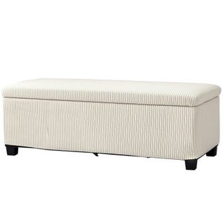Banc De Rangement En Velours Côtelé Avec Pieds En Acier 112 Cm - Beige