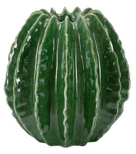Vase Boule Cactus Vert En Céramique Décorative Ø23,5x24,5 Cm