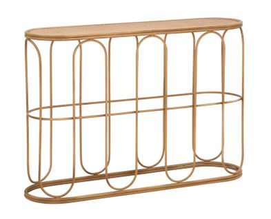 Console Bohème En Métal Et Rotin Naturel 110x32x77 Cm Pour Intérieur Chaleureux