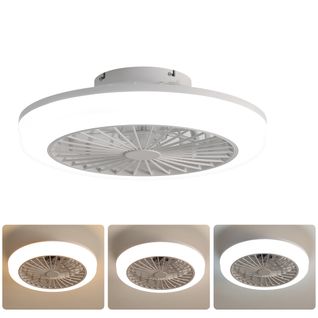 Ventilateur Plafond 18" Encastré Silencieux, Sans Pales, Lumière LED, Télécommande Chambre Cuisine.