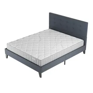 Ensemble 120x190 Cm, Lit Avec Tête De Lit + Matelas Mousse, Ép.16cm Accueil Latex