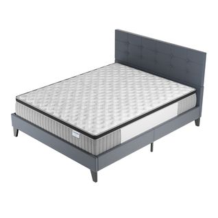 Ensemble 140x190 cm, Lit avec tête de lit + Matelas Ressorts Ensachés ép. 30cm à mémoire de forme