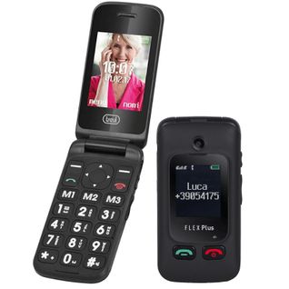 Téléphone à Clapet Senior Trevi Flex Plus 55 Noir - Larges Touches Et Bouton Sos