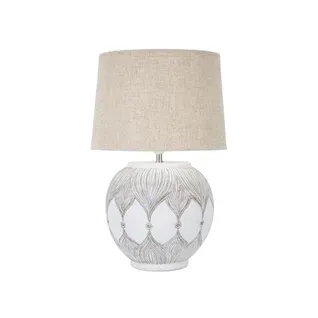 Lampe à Poser En Résine "atene" 59cm Blanc et Naturel