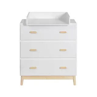 Table à Langer Betula 100x80x42 Mdf Pin Blanc Marron Scandinave