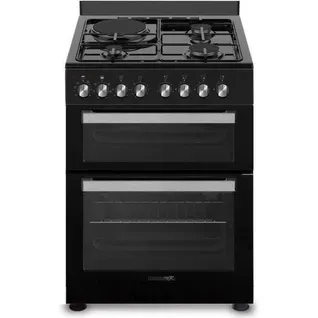 Cuisinière mixte 3 foyers gaz + 1 électrique - 2 Fours - Sm61dfn - Noir