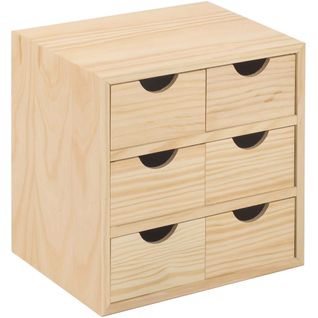 Mini-bloc 6 Tiroirs Bois 28x28x20cm Bloc-3x2