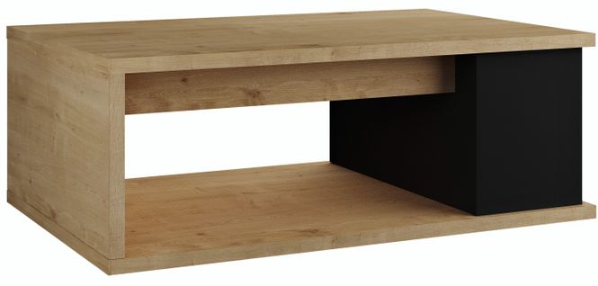 Table basse plateau relevable avec coffre DESPACITO Imitation chêne et Noir