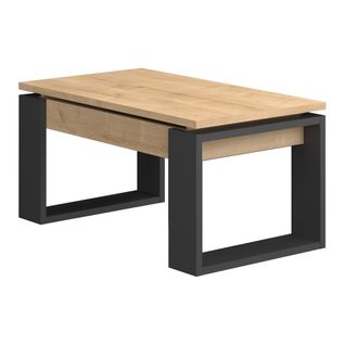 Table basse avec plateau relevable COSMIT imitation chêne et noir