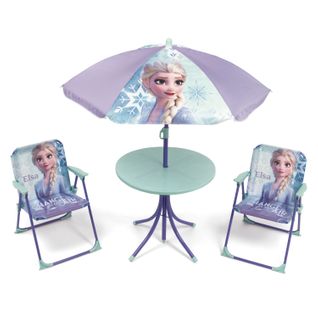 Set De Jardin Avec 1 Table Et 2 Chaises Et Parasol Disney-la Reine Des Neiges Ii