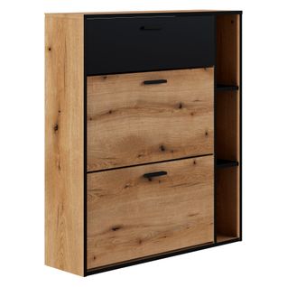 Meuble à chaussures DERBIES Imitation chêne et noir