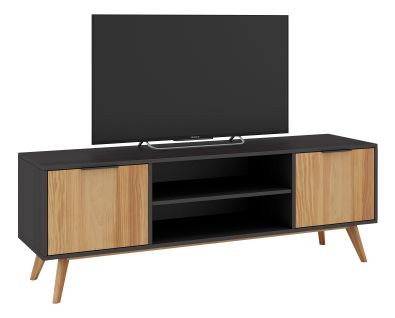 Meuble TV L.140 cm LAVIS pin massif et noir