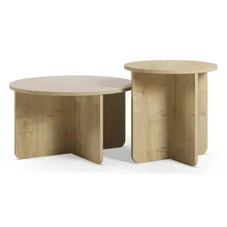 Lot de 2 tables basses HILLARY imitation chêne