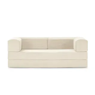 Canapé 3 places convertible VALENCIA compressé tissu beige vue de face