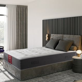 Matelas Hybride 80x190 cm MAXIMO SPRING - Accueil mémoire de forme - mi-ferme - Epaisseur 30 cm