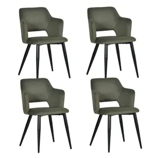 Lot De 4 Chaises De Salle à Manger Rembourrée En Tissu Adapté Aux Animaux De Compagnie, Vert