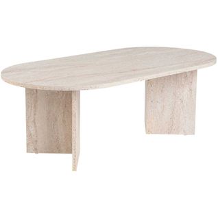 Table Basse Ovale En Aggloméré Sable Marbré Travertine