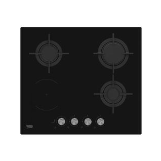 Plaque de cuisson mixte 3 foyers gaz + 1 vitrocéramique - dessus Verre - Hilm64222sv